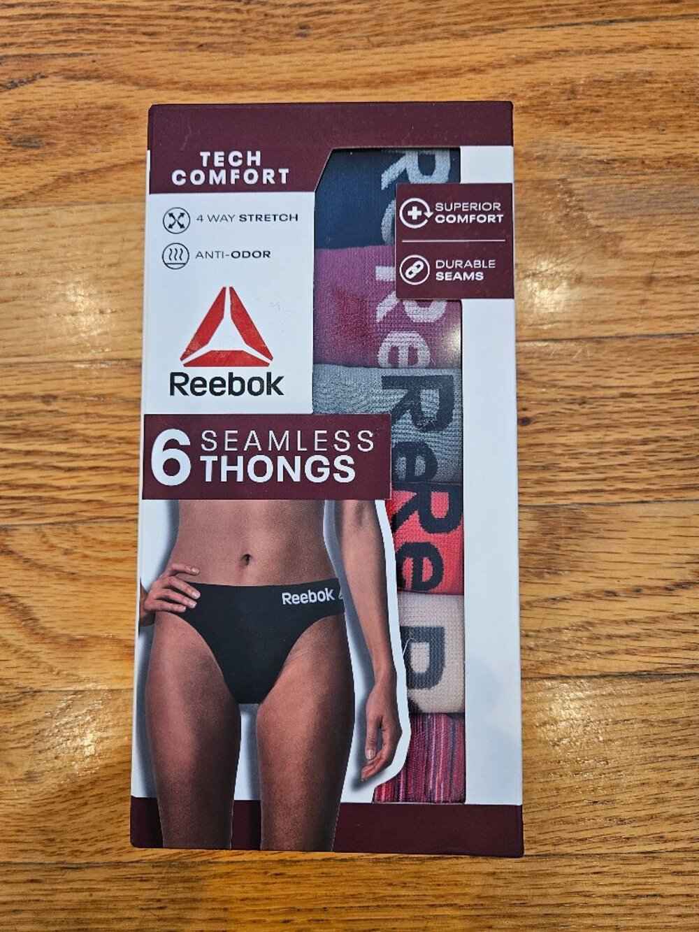 Reebok Women's Seamless Thongs 6Pcs Pack Multi Color Size 2X-Large NIB Free Gift